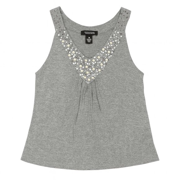 ✨ White House Black Market Gray Embellished Sleeveless Top XS - Picture 1 of 6